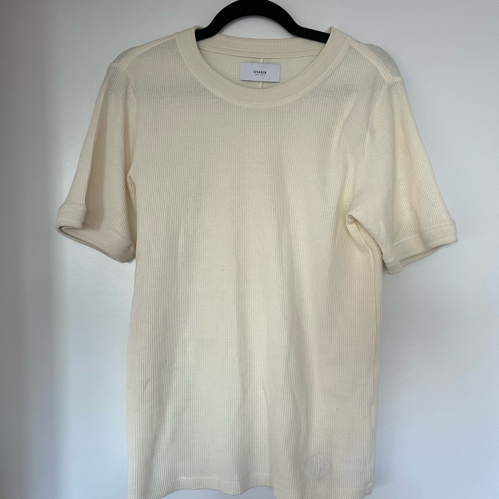 Classic Cream Ribbed Men's T-Shirt
